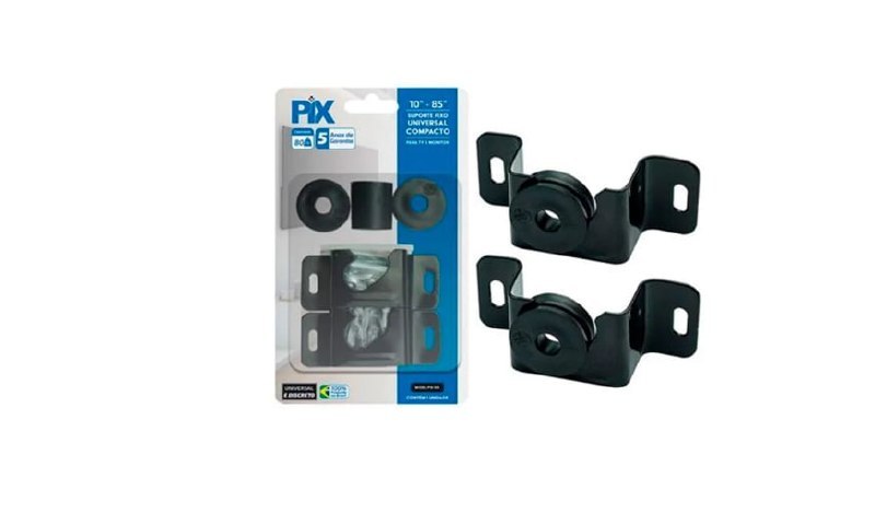 PIX Suporte de TV Fixo Universal 10 a 85 Polegadas Compacto Preto