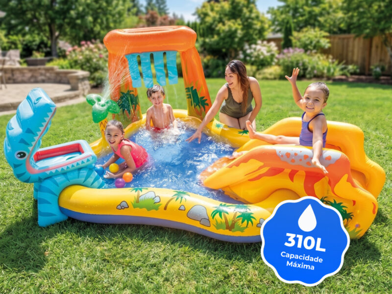 Piscina Infantil Playground Centro de Diversões Dinossauro Intex 310 Litros