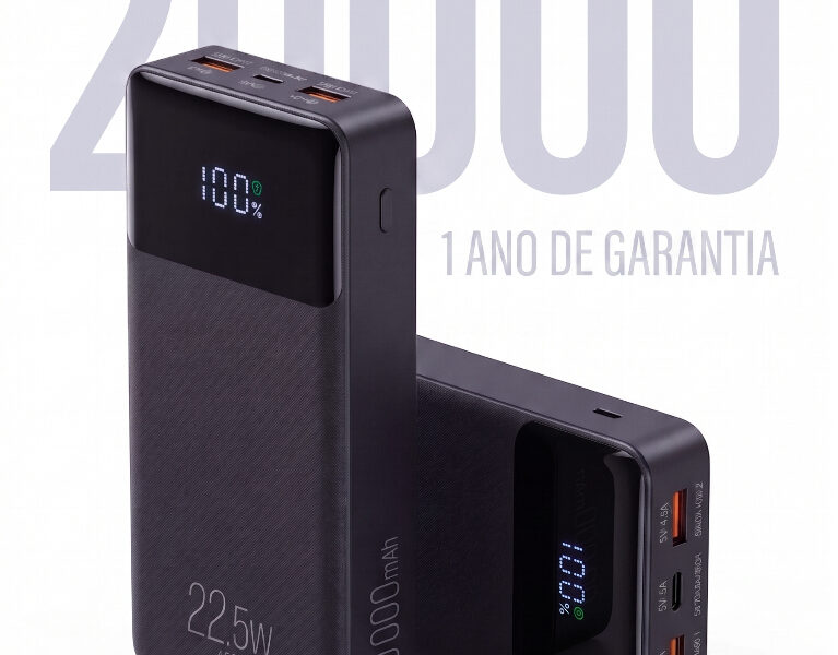 Power Bank Carregador Portátil Pro 20000mAH ELG PB200BK, Bateria Portátil Universal, Carga Rápida, Display Indicador na S por R$ 94,00