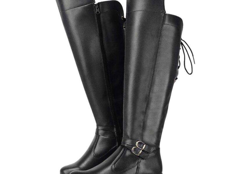 [Queima de Estoque] Bota Feminina Over The Knee Cano Longo Sintético Salto Baixo