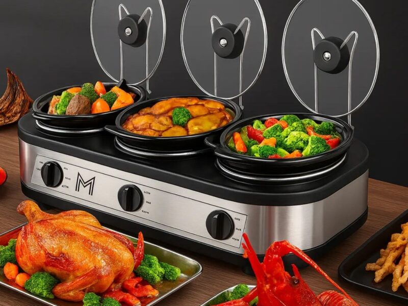 Rechaud Elétrico Members Triplo Buffet Slow Cooker 3 Panelas