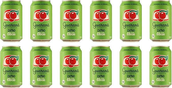 Refrigerante Guaraná Antarctica Zero + Fibras Lata 350ml, Pack com 12 unidades