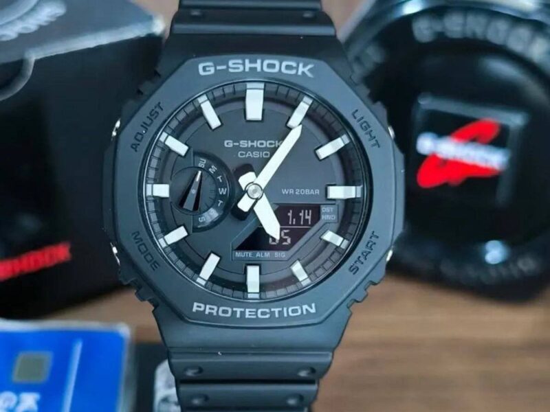 Relógio Casio G-shock Ga-2100-1adr Carbon Core Guard Cor da correia Preto Cor do bisel Preto/Cinza Cor do fundo Preto