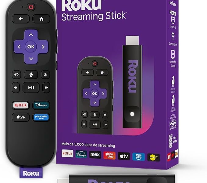 Roku Streaming Stick HD 2025 | Dispositivo de streaming para TV HD/FHD com controle remoto por comando de voz compatível com Alexa, Siri e Google