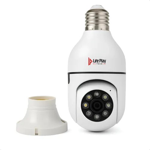 S406142270 Câmera Segurança Lâmpada WiFi 360° Full HD 1080p Visão Noturna Infravermelho Áudio Bidirecional Soquete E27 App Yoosee 2.4GHz Rotação 360×90° Monitoramento Residencial