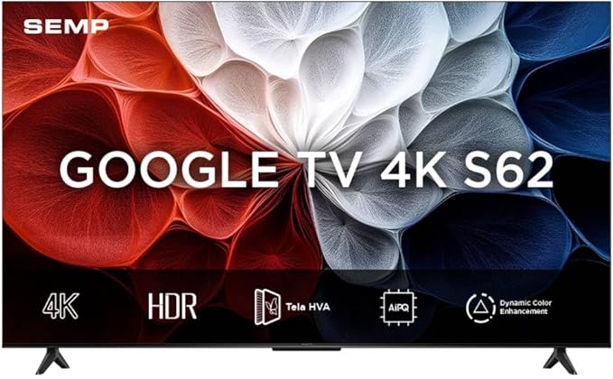 SEMP, Smart TV 4K UHD, 55“, Google TV, Google Assistente, Comando por Voz, Googlecast Integrado, Design Sem Bordas, Dolby Audio, 55S62