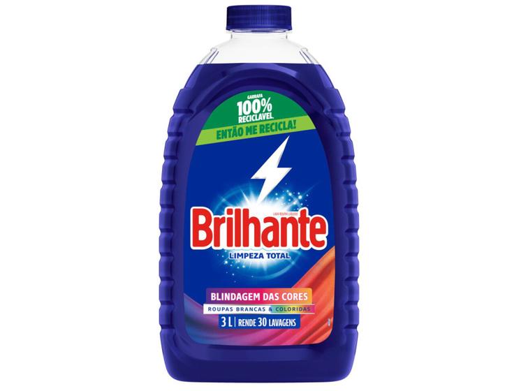Sabão Líquido Lava Roupas Brilhante Limpeza Total 3L – Sabão Líquido –