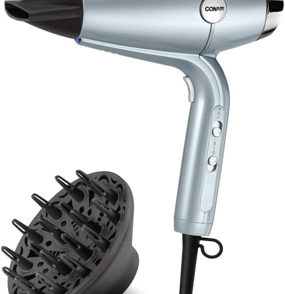 Secador de Cabelo Conair Hydro-Fusion com Difusor, 2 Velocidades, 2 Temperaturas 1875W Prateado 127V