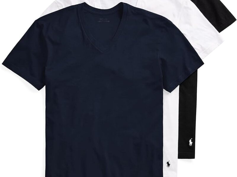 Segunda pele Camiseta com gola V de algodão slim fit, POLO RALPH LAUREN, Masculino
