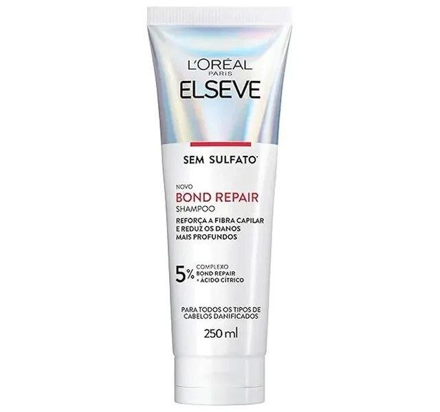 Shampoo Reparação Molecular Limpeza Suave Sem Sulfato Reconstrói Ligações Devolve Força Com Ácido Cítrico Cabelos Danificados Elseve Bond Repair L&quotOréal Paris 250ml