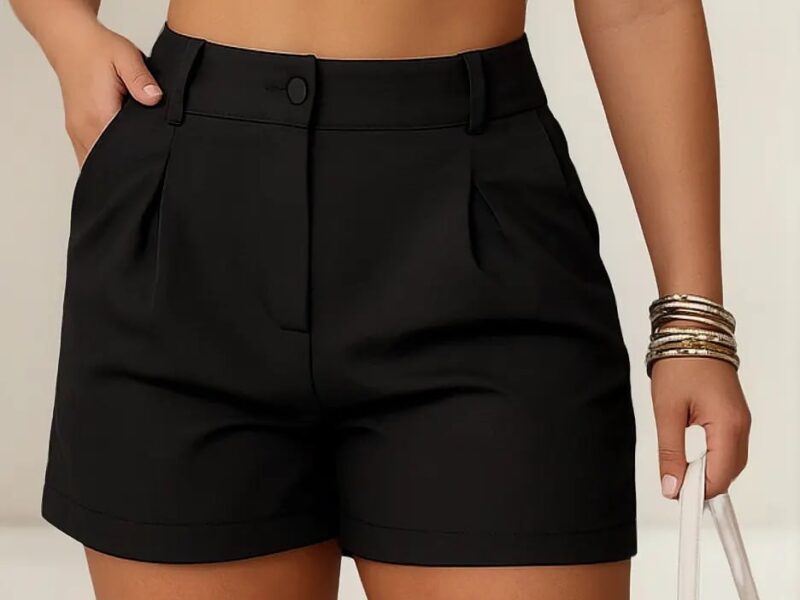 Shorts Feminino Cintura Alta Meia Coxa Alfaiataria Social