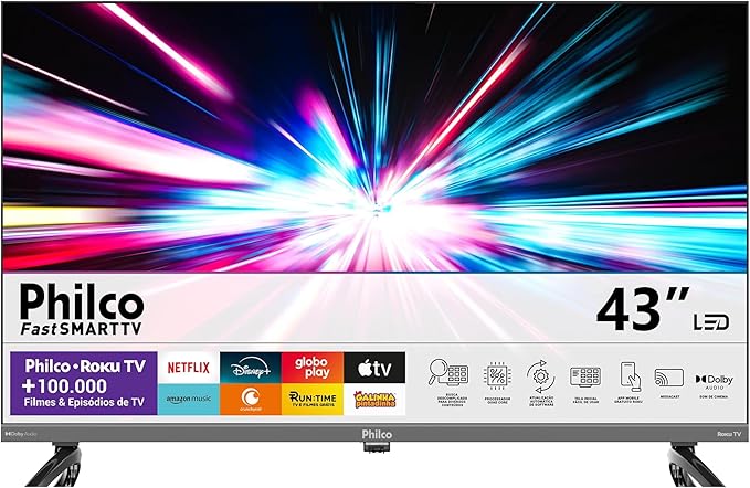 Smart TV 43″ Philco Roku TV HDR10 Dolby Áudio