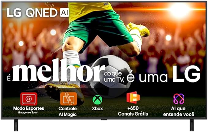 Smart TV 4K 55″ LG QNED 55QNED80 Processador α7 AI Ger8 Super Slim Design Local Dimming Alexa Integrado WebOS 25