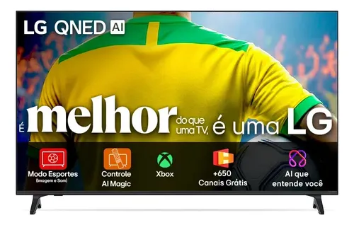 Smart TV 4K 65" LG QNED73 Portal de Games Processador AI α7 Ger8 4K Super Upscaling Google Cast Integrado Controle AI Magic WebOS 25 Modo Esportes Alerta de Esportes