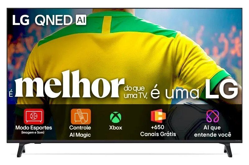 Smart TV 4K 75" LG QNED73 Portal de Games Processador AI α7 Ger8 4K Super Upscaling Google Cast Integrado Controle AI Magic WebOS 25 Modo Esportes Alerta de Esportes
