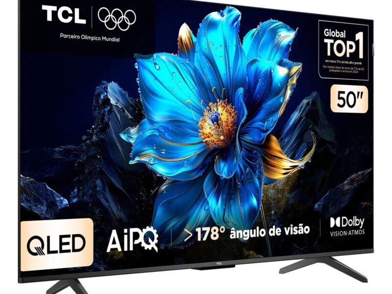 Smart TV TCL 50 Polegadas QLED 4K P7K WiFi Bluetooth Google TV HDR10+ Dolby Atmos Dolby Vision 50P7K