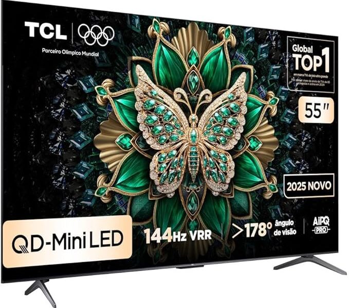 Smart TV TCL 55 Polegadas QLED Mini LED 4K C6K WiFi Bluetooth Google TV 4 HDMI 144Hz HDR10+ 55C6K na Amzn por R$ 2.879,10