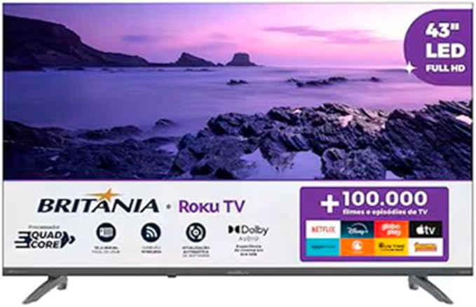 Smart Tv 43″ Britânia Roku Tv Hdr10 Dolby Áudio B43cra