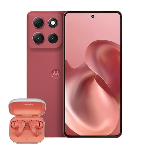 Smartphone Motorola Moto g86 5G Vermelho + Fone Bluetooth Buds – 256GB 24GB (8GB RAM+16GB Ram Boost) Tela 1.5K pOLED, 50MP Sony camera OIS Moto AI, videos em 4K, IP68 + IP69