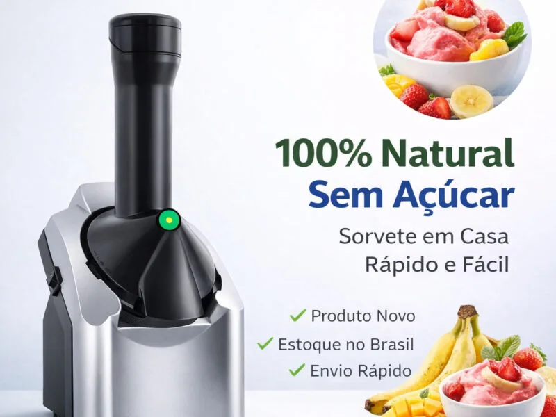 Sorveteira Elétrica 110V Sorvete Natural Caseiro Vegano Cremoso Fácil com Frutas