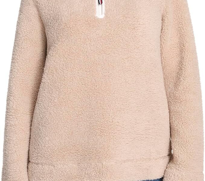 Suéter pullover 1/4 Zip Mockneck Sherpa Soft Pullover Tommy HilfigerFeminino