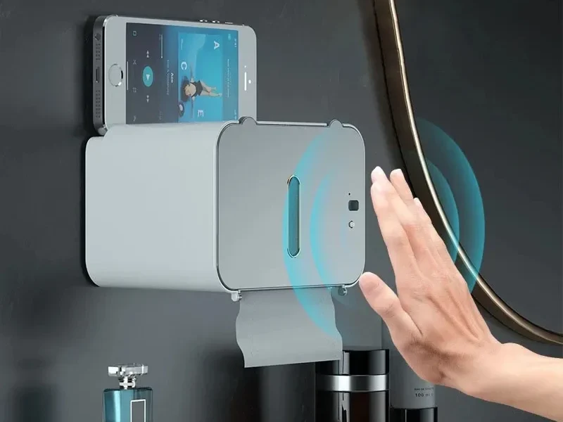 Suporte de papel higiênico de indução, prateleira automática para papel wc, dispensador de papel higiênico montado na parede, acessórios de banheiro – AliExpress 13