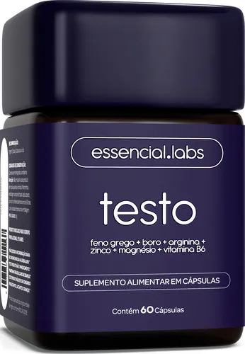 TESTO ESSENCIAL – Fórmula Exclusiva com Feno Grego + Boro + Arginina + ZMA – Precursor da Testosterona – 60 cápsulas