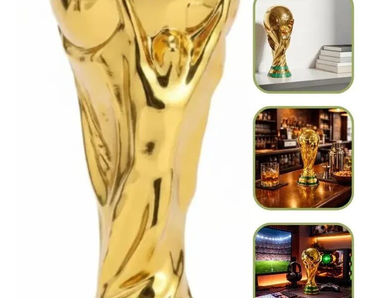 Taça Copa Do Mundo Realista Dourada Decoração Troféu Futebol Dourado Realista Copa 2026 Marca Nogs