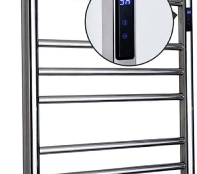 Toalheiro Térmico Grande Redondo Inox Bivolt com Timer Embutido – Kzi (Fio Lado Esquerdo, Grande)