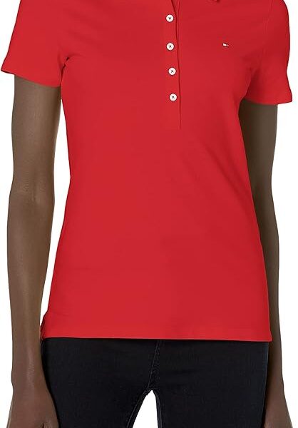 Tommy Hilfiger Camisa polo clássica feminina (tamanho padrão e grande)