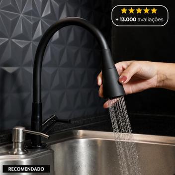 Torneira Gourmet Flexível para Cozinha de Bancada 2 Jatos Preta em ABS – Aromatec – Torneira Gourmet –