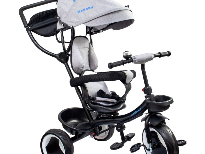 Triciclo Infantil 4 em 1 Multifuncional Carrinho de Bebê Com Empurrador e Capota Solar – Kababy