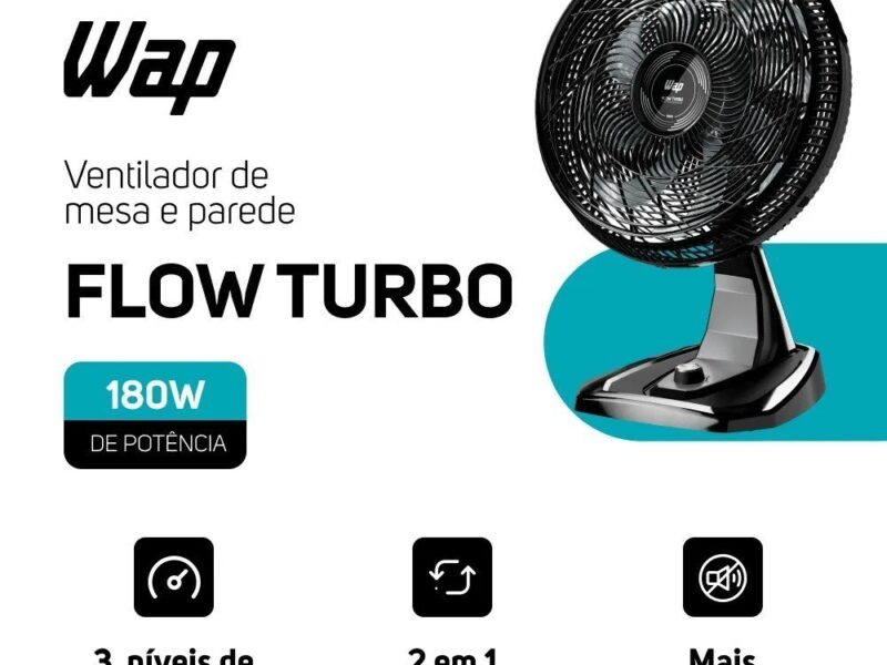 Ventilador de Parede e Mesa WAP FLOW TURBO com 8 Pás 3 Velocidades