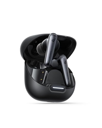 soundcore Liberty 4 NC da Anker, Fone de Ouvido Bluetooth Sem Fio, Redução de Ruído de 98,5%, Cancelamento Adaptativo para Ouvidos e Ambiente, Áudio Hi-Res, 50H de Bateria, Carregamento Sem Fio, Preto