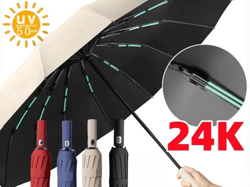 24 Ossos Guarda Chuva Automático Dobrável Durável Reforçado Contra Vento Proteção Solar Blackout – AliExpress 15