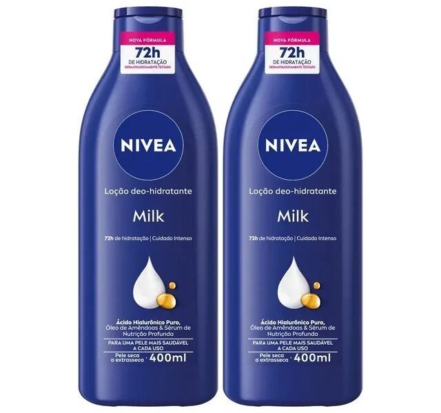 2 Loção Nivea Body Milk Hidratante Pele Seca Extrasseca –