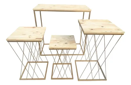 4 Mesa De Ferro Teia Quadrada P/ Decoração Festa Aniversario –