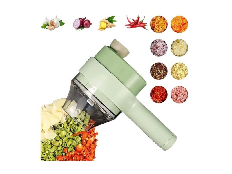 4 em 1 Conjunto de cortador de legumes elétrico portátil, mini processador de alimentos portátil, mini cortador elétrico sem fio para picador de alho e carne e cebola e legumes