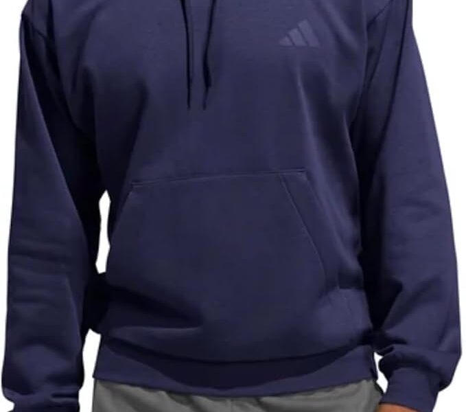 Adidas Pulôver masculino de lã com capuz e bolso canguru