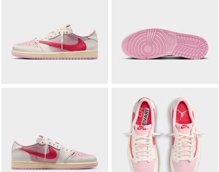 Air Jordan 1 Low x Travis Scott Shy Pink and Tropical Pink