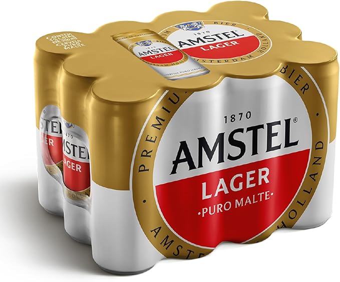 Amstel Cerveja Lager Puro Malte, Lata 350ml, Pack 12 Unidades