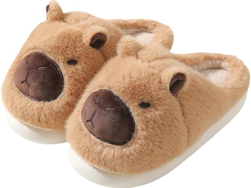 BEMMY Pantufas Felpudas e Aconchegantes para Masculino e Feminino, Pantufas Fofas, Quentinhas e Antiderrapantes com Estampa de Capivara.
