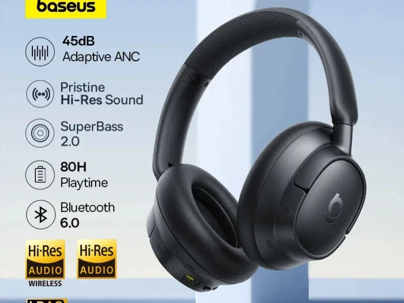 Baseus EH10 NC ANC Fones de ouvido sem fio 45dB Fones de ouvido híbridos adaptativos com cancelamento de ruído Hi-Res LDAC Fone de ouvido Bluetooth 6.0 80 horas – AliExpress 44