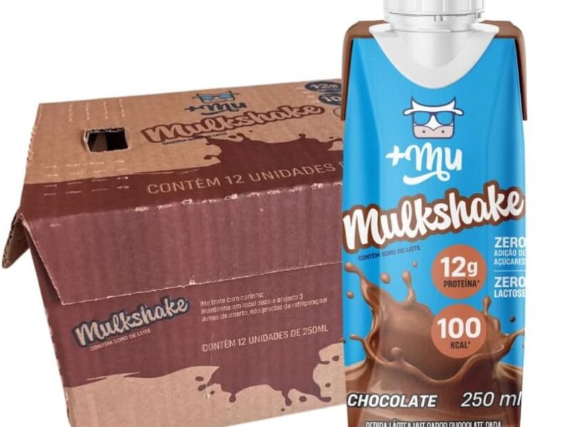 Bebida Proteica, Mais Mu, Mulkshake, Sabor Chocolate, 12g de Proteína, Zero Lactose, Zero Açúcar – 12 Garrafinhas de 250ml