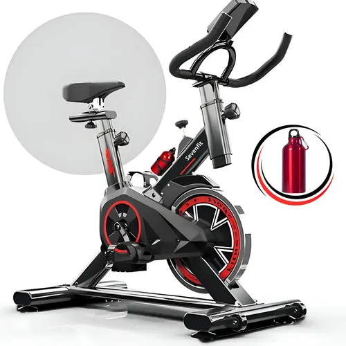 Bicicleta Ergométrica Fitness Para Cardio E Musculação Com Base Cor Preto E Vermelho 6kg Inercia Marca Sevenfit –