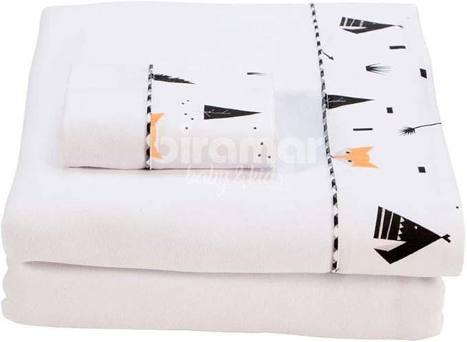 Biramar Baby Lençol Para Berço 3 Peças Malha Penteada Fio 30 Cordão Fox Preto Preto