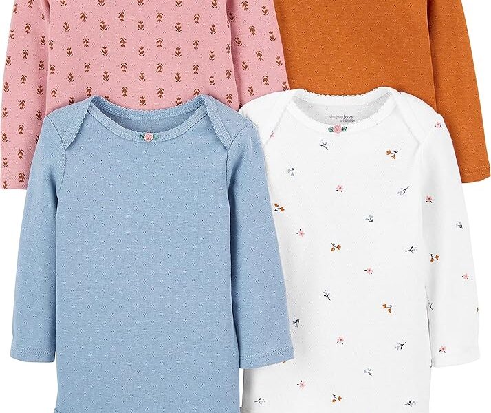 Body Pacote com 4 bodies Pointelle de manga comprida Simple Joys by Carter’sMeninas