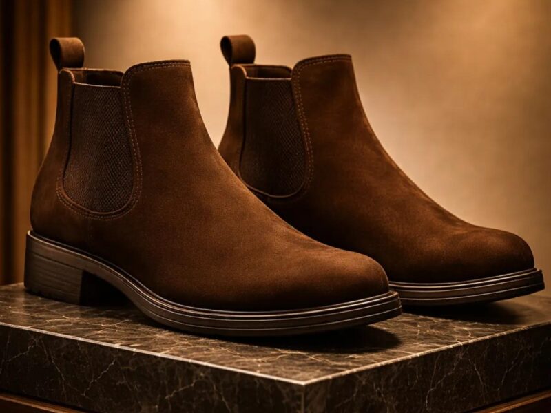 Botina Chelsea Masculina Camurça Cano Médio Casual Conforto –