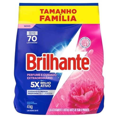 Brilhante Lava-Roupas em Pó Perfume e Cuidado Extraordinário Pacote 4kg