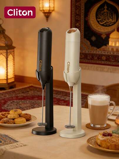 CLITON Presente de Sonho! Espumador de Leite a Bateria – A Escolha Perfeita para Café, Latte e Chocolate Quente. Disponível em 3 Estilos (Cabeça Única/Clássico/Aço Inoxidável) e 6 Cores. Um Presente Ideal para Natal, Dia dos Namorados, Páscoa, Inauguração da Casa e Muito Mais!